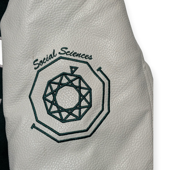 Ewha Womans University Varsity Jacket Leather Sleeves Green White L - Picture 6 of 13